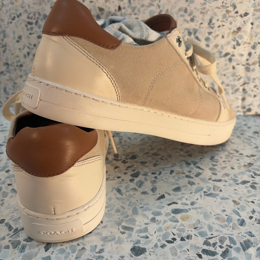 Coach Paddy A01987 Beige Suede Leather Low Top Sneakers Women’s 8.5 - Picture 7 of 8